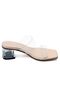 Lena Women's Nude Skin Transparent Double Tape Transparent Heeled Slippers - 3