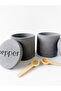 طقم وعاء توابل وفلفل خرساني رمادي - إكسسوار مطبخ أنيق - 2