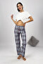Women's Pajama Bottoms Brown Square with Ribbon