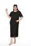 Women's Plus Size Black Pearl Detailed Lycra Viscose Dress 65N38170 - 4