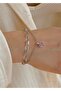 Pink Heart Zircon Stone Women's 2-Piece Combination Bracelet - 3