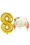 8 Year Old Rabbit Balloon Set - Woodland Animals Concept, Cute and Gold Color Figure