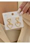 Double Heart Gold Dangle Earrings - 3