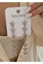 Star Patterned Silver Dangle Women's Earrings - 3