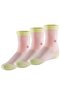 Odor-Free Socket Girl's Pink Yellow Silver Socks Pack of 3