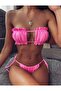 Sirene Strapless Pleated Bikini Set Pink