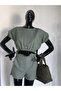 Linen Suit with Shorts Button and Pocket Detail - 2