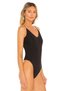 Women's Black Strappy Silk Jersey Bodysuit - 3