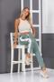 Mint Green Women's Side Snap Slit Wide Leg Sweatpants Trousers - 3