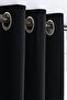 Rustic Background Curtain - Velvet Textured Curtain - Eyelet Curtain - Black - 2