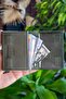 Smokey Genuine Leather Mechanism Drawstring Crazy Green Card Holder Wallet - 5
