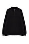 Büyük Beden Siyah Oversize/Geniş Kesim Fermuarlı Sweatshirt TMNAW25AO00028 - 6