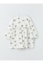 Crew Neck Long Sleeve Patterned Baby Girl Dress - 3