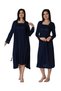 Effortt 2402 Navy Blue Maternity Nightgown Set with Dressing Gown - 2
