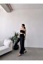 Women's Solid Color Linen Elastic Waist Wide Leg Pants - 7