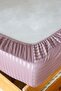 Satenev Luxury Colorful Series Striped Cotton Satin Elastic Sheet Set Light Plum - 2