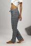 Women's Pajama Bottoms with Ribbon Plaid Navy Blue White Square Large Size - 5