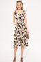 Women's Beige Tidekatria Dress with Elastic Waist and Straps and Pockets Linen Look Midi Size ARM-24Y001035 - 3