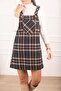 Women's Black Plaid Pattern Pocket Gilet ARM-24K001036