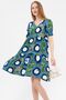 Women's Light Green V-Neck Short Sleeve Patterned Ruffle Dress Arm-24Y001014