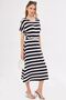 Women's White Dekatessera Dress Bat Sleeve Elastic Waist Skirt Lined Striped Midi Length ARM-24Y001036 - 3