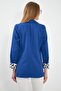 Women's Cobalt Blue Dekaeksi Jacket with Pocket Flap and Leopard Arm Inside - 24y001039 - 4