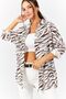 Women's Brown Zebra Pattern Oversize Long Basic Shirt Arm-22Y001145