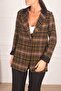 Women's Brown Collar Detailed Plaid Oversize Cashew Jacket ARM-24K001029 - 2