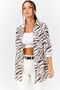 Women's Brown Zebra Pattern Oversize Long Basic Shirt Arm-22Y001145 - 2