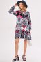 Women's Fuchsia Patterned Collar Tie Skirt Ruffle Long Sleeve Dress ARM-24Y001003 - 5