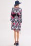 Women's Fuchsia Patterned Collar Tie Skirt Ruffle Long Sleeve Dress ARM-24Y001003 - 6