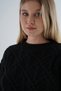 Women's Black Crew Neck Braided Wool Blended Special Yarn Knitwear Knitted Sweater Trist-6164 - 6