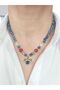 Steel Evil Eye Pendant Natural Stone Necklace