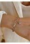 Silver 2-Piece Women's Bracelet with Heart Zircon Stones