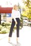 4003 Navy Blue High Waist Pocketed Winter Woven Women's Trousers - 4
