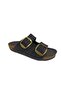 6958 Black Double Buckle Women's Slippers