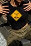 Y2K Street Style Good Vibes Only Printed Short Sleeve Black Crop - 2