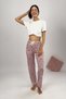 Women's Pajama Bottoms Burgundy Buta with Ribbon