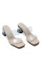 Lena Women's Nude Skin Transparent Double Tape Transparent Heeled Slippers - 2