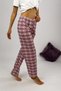 Women's Pajama Bottoms with Ribbon Detail, Plum Square, Large Size - 6