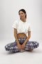 Women's Pajama Bottoms Brown Square with Ribbon - 8