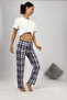 Women's Pajama Bottoms Brown Square with Ribbon - 2