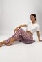 Women's Pajama Bottoms with Ribbon Detail, Plum Square, Large Size - 8