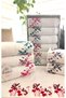My Mother 50X90 Cm. Special Tufted Embroidered Velvet Dowry Luxury Towel Set of 6 (White)