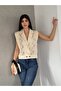 Women's Beige Brode Vest. Cotton Lace Laced Vest - 5
