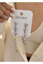 Star Patterned Silver Dangle Women's Earrings - 2