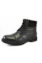 Men's Black Leather Bound Side Zipper Boots