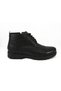 Men's Black Genuine Leather Boots with Tie and Side Zipper - 2