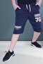Basketball 72 Text Printed Boy's Wide Leg Navy Blue Capri