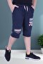 Basketball 72 Text Printed Boy's Wide Leg Navy Blue Capri - 5